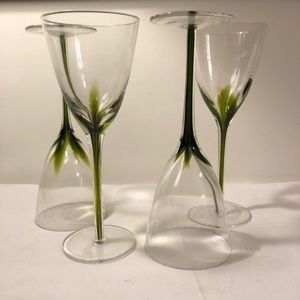 Wine Glasses Stemware Green (4)